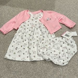 NWT Little Me 3-piece outfit for baby girl, bunnies
